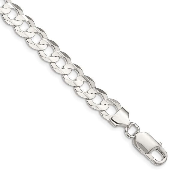 Kazi Luxury Sterling Silver 8mm Concave Beveled Curb Chain